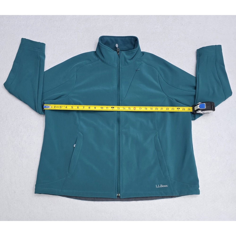 LL Bean Womens 2X Softshell Jacket Teal Blue Fleece Lined Full Zip 258215 - Picture 11 of 16
